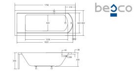 Ванна акриловая Besco Shea 180х80 см глянцевый белый #WAS-180-PK