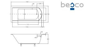 Ванна акрилова Besco Shea Slim 160х70 см білий глянсовий #WAS-160-SL