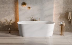Ванна акриловая Besco Veo 170х80 см с матовым черным сифоном глянцевый белый #WAS-170VECZ