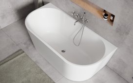 Ванна акриловая Besco Vica New 160х80 см с белым сифоном глянцевый белый #WAS-160VNBO