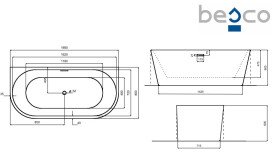 Ванна акриловая Besco Vica New 170х80 см с сифоном клик-клак хром глянцевый белый #WAS-170VN