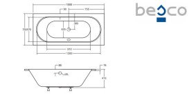 Ванна акрилова Besco Vitae Slim 150х75 см глянсовий білий #WAV-150-SL