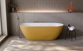 Ванна акрилова Besco Zea Glam 170х75 см із білим сифоном золото/глянцевий білий #WAS-170ZGZW