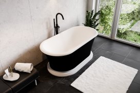 Ванна акриловая Besco Ziva 160х75 см с сифоном оружейный металл матовый черный/глянцевый белый #WMA160ZBKGR