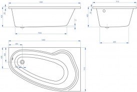 Ванна акриловая Devit Aurora 150х90 см правая угловая с ножками белый 15090132NR