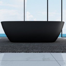 Ванна акриловая Devit Laguna 180х80 см отдельностоящая с цветным фасадом черный матовый/ белый 18056110B