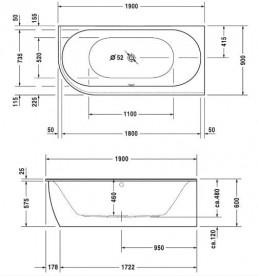 Ванна акриловая Duravit Darling New 190х90 см угол справа белый 700247000000000