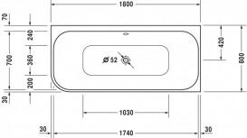 Ванна акриловая Duravit Happy D.2 Combi-System P гидромассажная 180х80 см белый 760317000CP1000