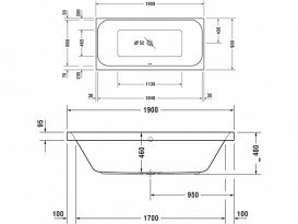 Ванна акрилова Duravit Happy D.2 Combi-System P гідромасажна 190х90 см білий 760315000CP1000