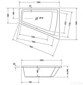 Ванна акрилова Duravit Paiova 180х140 см асиметрична білий 700217000000000