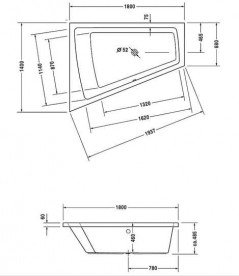 Ванна акрилова Duravit Paiova 180х140 см асиметрична білий 700216000000000
