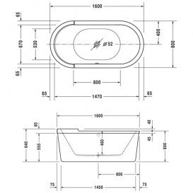 Ванна акриловая Duravit Starck tubs & showers 160х80 см овальная белый 700409000000000