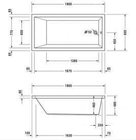 Ванна акриловая Duravit Starck tubs & showers 180х90 см прямоугольная белый 700050000000000