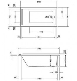 Ванна акриловая Duravit Starck tubs & showers 170х90 см прямоугольная белый 700337000000000