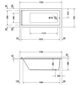 Ванна акрилова Duravit Starck tubs & showers 170х75 см прямокутна білий 700335000000000