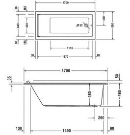 Ванна акрилова Duravit Starck tubs & showers 170х80 см прямокутна білий 700336000000000