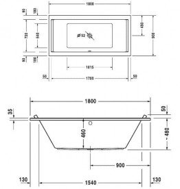 Ванна акриловая Duravit Starck tubs & showers 180х90 см прямоугольная белый 700339000000000