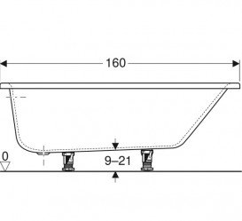 Ванна акриловая Geberit Selnova 160x100 выпуск справа с ножками белый 554.274.01.1