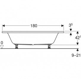 Ванна акриловая Geberit Selnova Duo прямоугольная 180x80 с ножками белый 554.289.01.1
