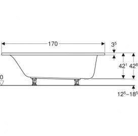 Ванна акриловая Geberit Selnova прямоугольная 170x75 с ножками белый 554.285.01.1