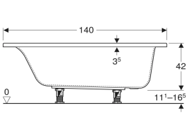 Ванна акрилова Geberit Selnova Square 140х70 см пристінна білий 554.380.01.1