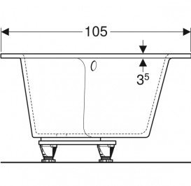 Ванна акриловая Geberit Selnova Square 170x105 выпуск слева с ножками белый 554.291.01.1