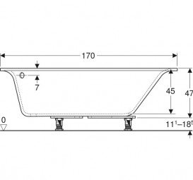 Ванна акриловая Geberit Selnova Square 170x105 выпуск слева с ножками белый 554.291.01.1