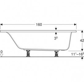 Ванна акрилова Geberit Selnova Square прямокутна 160x70 з ніжками білий 554.382.01.1