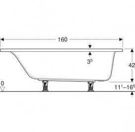 Ванна акриловая Geberit Selnova Square прямоугольная 160x75 с ножками белый 554.383.01.1
