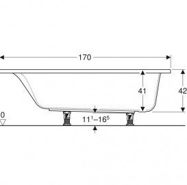 Ванна акрилова Geberit Selnova Square прямокутна 170x75 з ніжками білий 554.385.01.1