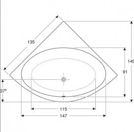 Ванна акриловая Geberit Selnova угловая 135x135 с ножками белый 554.287.01.1