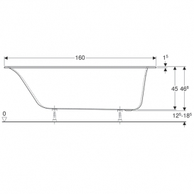 Ванна акриловая Geberit Soana Slim rim 160х70 с ножками белый 554.001.01.1
