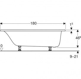 Ванна акрилова Geberit Tawa Slim rim 180х80 з ніжками білий 554.122.01.1