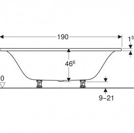 Ванна акрилова Geberit Tawa Slim rim Duo 190х90 з ніжками білий 554.125.01.1