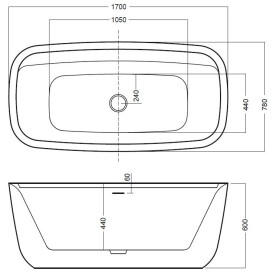 Ванна акрилова Hatria ВТ 03 170x78 см з інсталяцією білий глянцевий 00Y8AH01