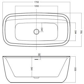 Ванна акриловая Hatria ВТ 03 170x78 см с инсталляцией белый матовый 00Y8AH25