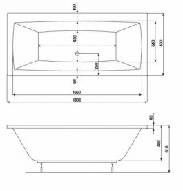 Ванна акриловая Jika Cubito 180х80 см прямоугольная белый H2254200000001