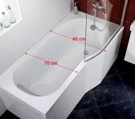 Ванна акрилова Jika Tigo 160х80 см асиметрична під панель права H2222100000001