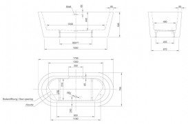 Ванна акрилова Knief Hot 180x80 см з щілинним переливом білий матовий 0100272WM+010009106S