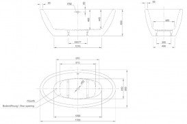 Ванна акрилова Knief Loom XS 170x85 см з щілинним переливом білий глянцевий 0100258+010009106S