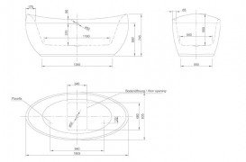 Ванна акрилова Knief Venice 180,5x83,5 см з круглим переливом білий глянцевий 0100083+010009106