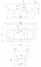 Ванна акриловая Knief Wall 180x80 см пристенная белый 0100-277