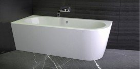 Ванна акрилова Knief Wall Corner R 180x80 см з круглим переливом білий глянцевий 0100077R06+01000910