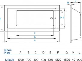 Ванна акрилова Koller Pool Neon new 170x70 см прямокутна NEONNEW170X70