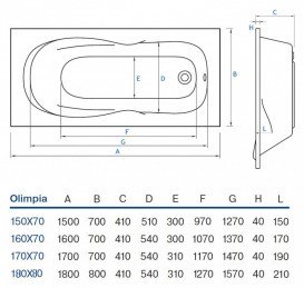 Ванна акрилова Koller Pool Olimpia 180x80 см прямокутна OLIMPIA180X80