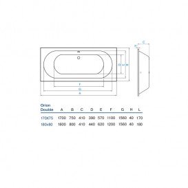 Ванна акриловая Koller Pool Orion Double 170х75 см прямоугольная белый ORIOND170X75