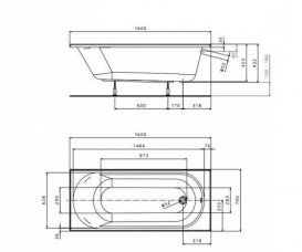 Ванна акрилова Kolo Opal Plus 160х70 см прямокутна з ніжками XWP1360000