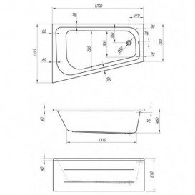 Ванна акрилова Kolpa-san Beatrice-D асиметрична кутова права білий 170х110 см 771050