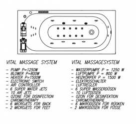 Ванна акриловая Kolpa San Betty 170х75 см/О с массажной системой VITAL+MIKRO и панелью белый 513640