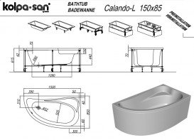 Ванна акриловая Kolpa San Calando-L 150х85 см/О с комбинированной (воздух+вода) массажной системой и панелью белый 576900